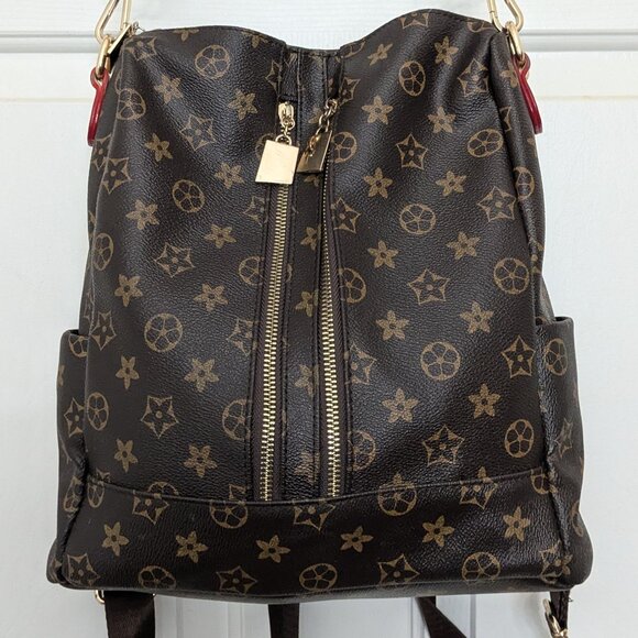 Backpack Women's  Luxury  Designer Backpacks  Handbag Purse  Large Brown  . - Picture 1 of 13